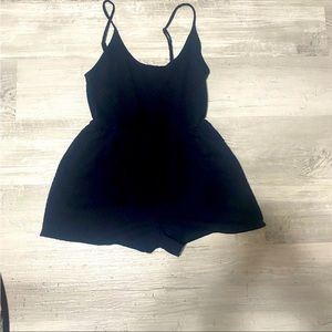 Black babydoll romper with pockets